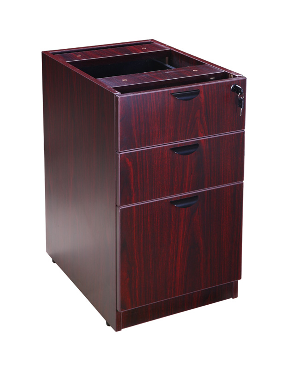 Boss 60" x 30" Desk w/ Box/Box/File Pedestal, Mahogany - Image 3