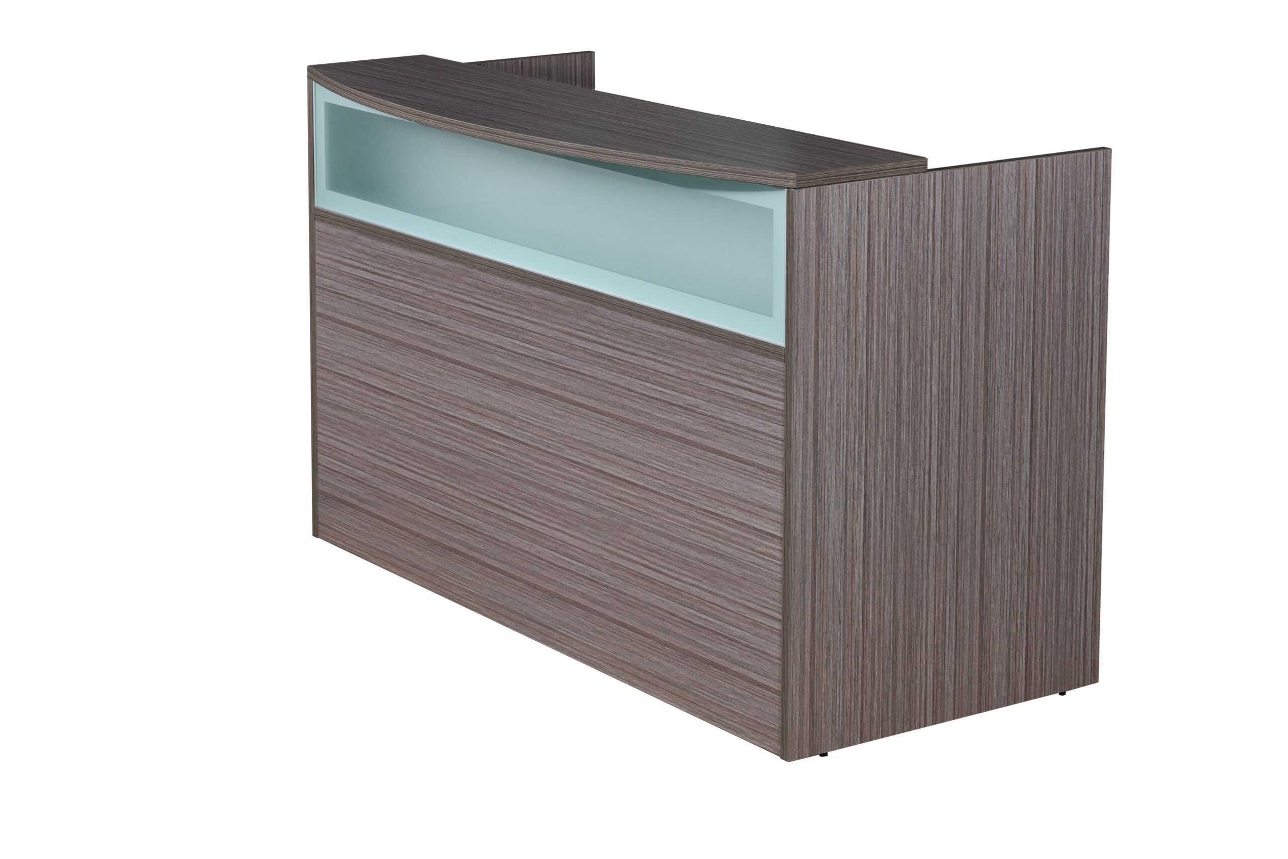 Boss 71" Frosted Reception Desk with Reversible Return, Driftwood - Image 3