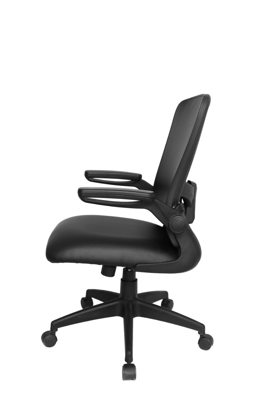 Boss Black Antimicrobial Vinyl Flip Arm, Task Chair, Black Frame - Image 6