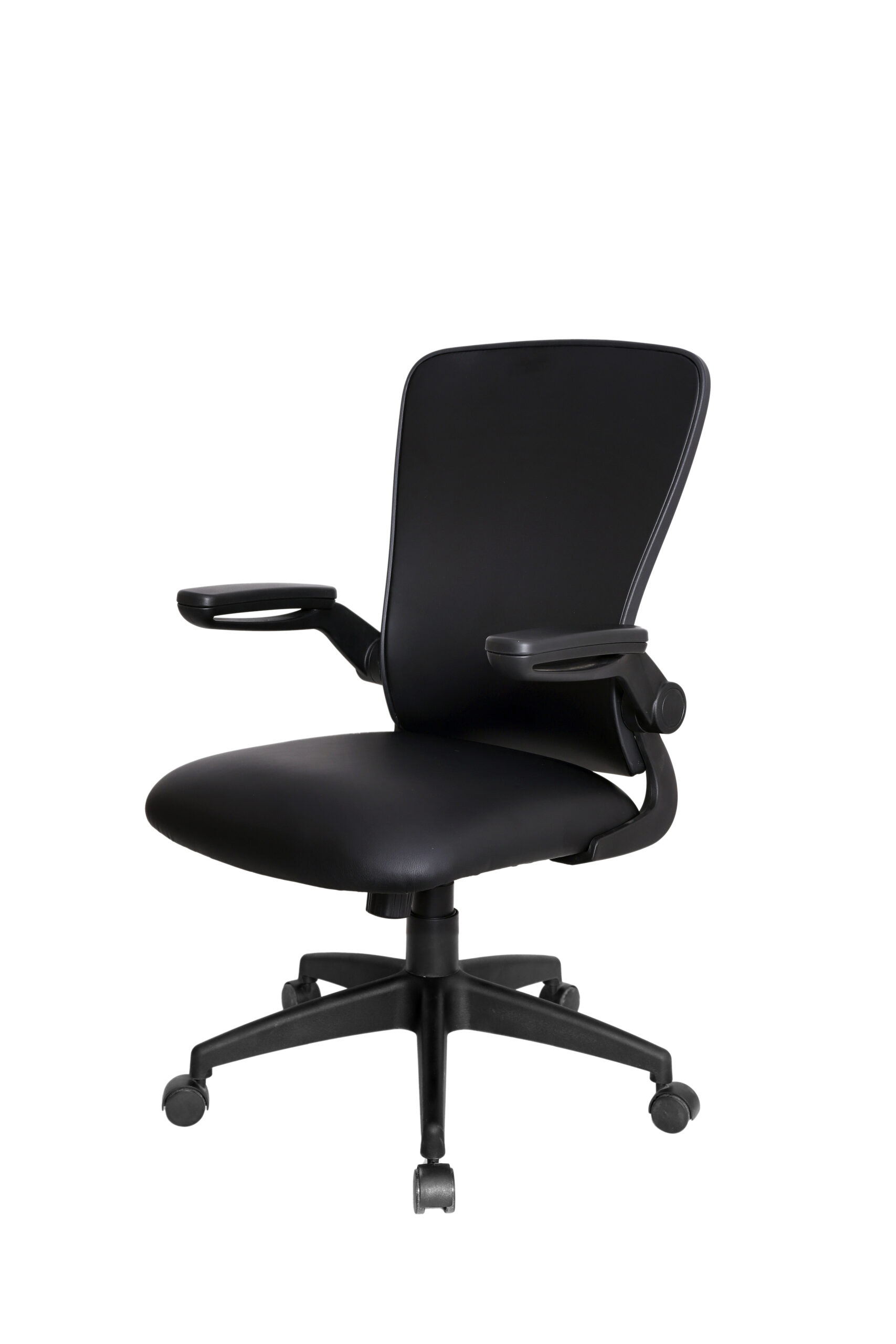 Boss Black Antimicrobial Vinyl Flip Arm, Task Chair, Black Frame - Image 2