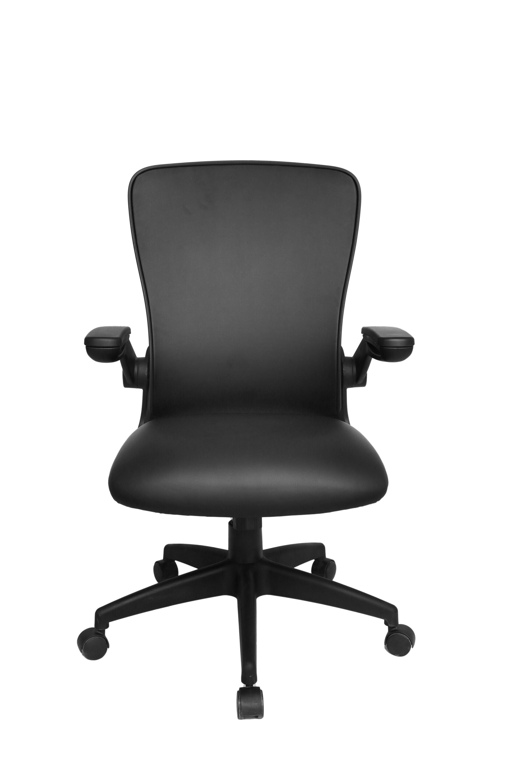 Boss Black Antimicrobial Vinyl Flip Arm, Task Chair, Black Frame - Image 3