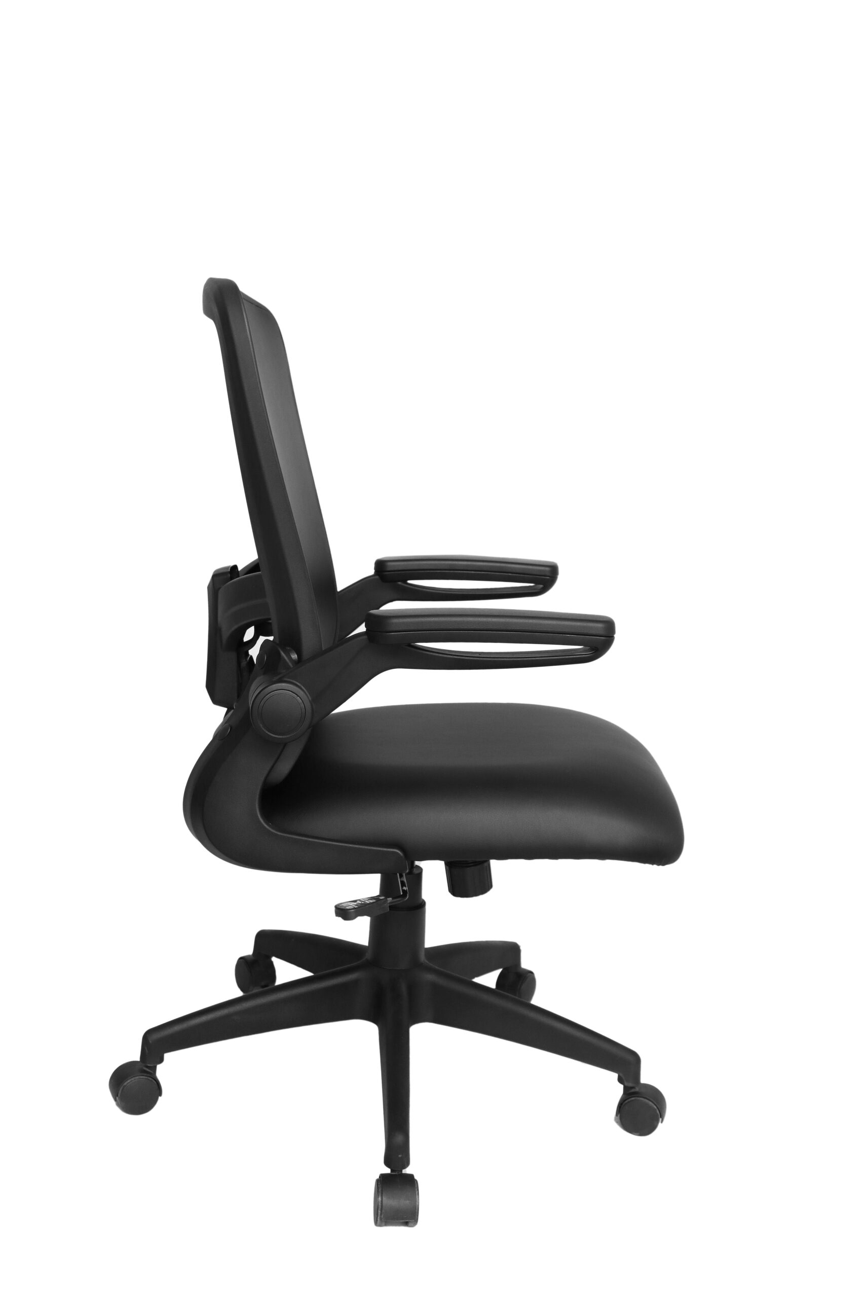 Boss Black Antimicrobial Vinyl Flip Arm, Task Chair, Black Frame - Image 4