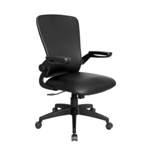 Boss Black Antimicrobial Vinyl Flip Arm, Task Chair, Black Frame