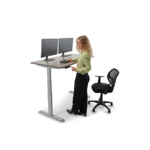 Boss S603 Motorized Standing Desk Base – Silver | Electric Height Adjustable Desk Frame (Tops sold separately)