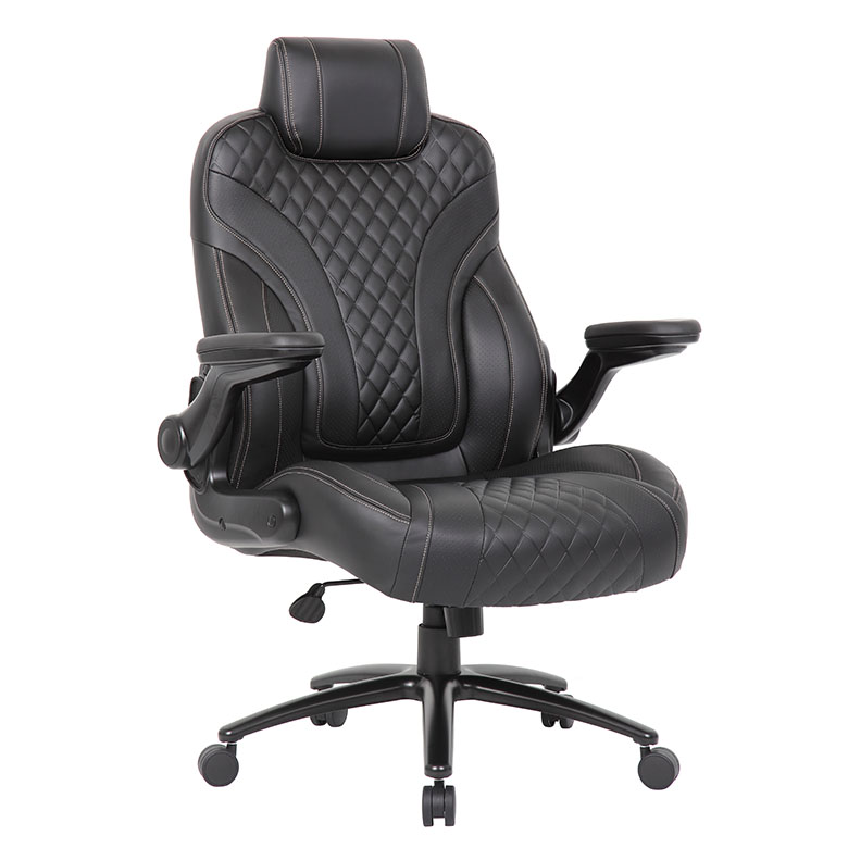 Boss Big Bentley Hinged Arm Executive Chair With Synchro-Tilt, 400 lb, Black