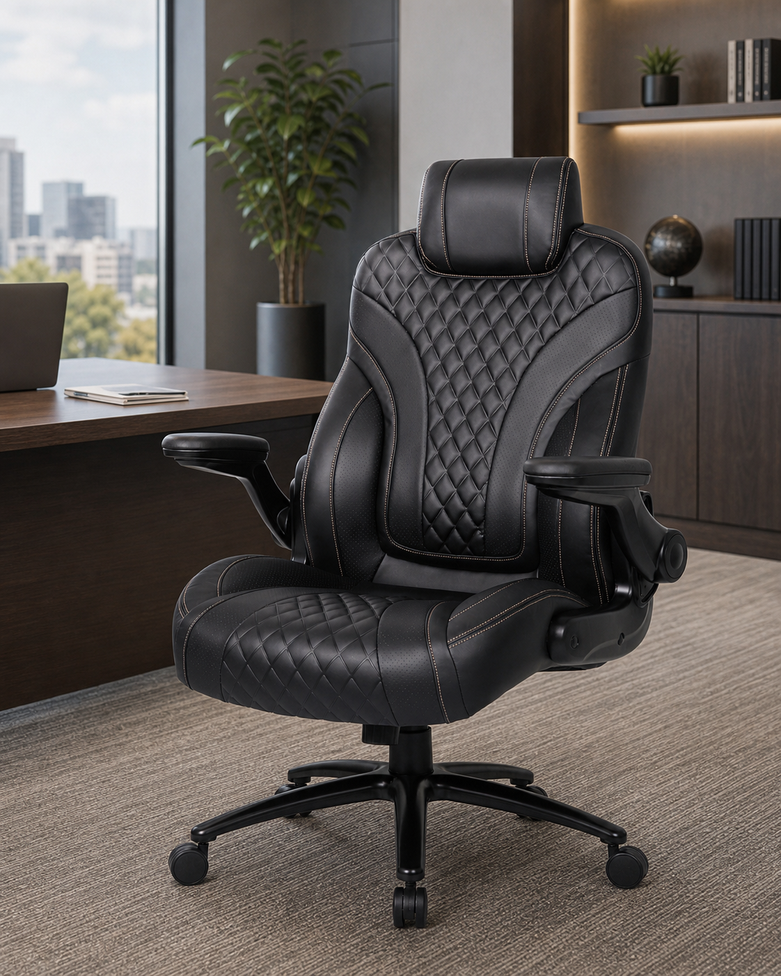 Boss Big Bentley Hinged Arm Executive Chair With Synchro-Tilt, 400 lb, Black - Image 8