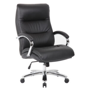 Boss Top Grain Leather 400 LB Executive Chair - Black