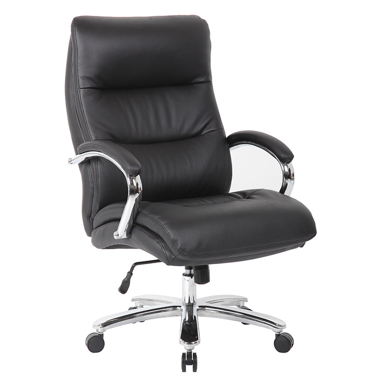 Boss Top Grain Leather 400 LB Executive Chair - Black